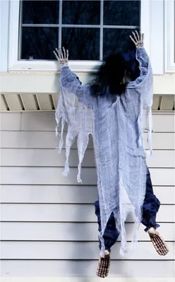 Produktbild von Fassadenkletter Skelett weiß 152 cm als schaurig-schöne Halloween Deko für Fenster & Fassade