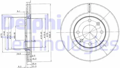 Produktbild von 2x DELPHI Bremsscheibe BG2387 passend für PEUGEOT 206 Schrägheck (2A/C) 27 4mm