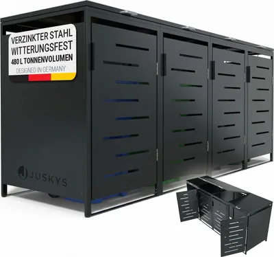 Produktbild von Juskys Mülltonnenbox Arel 4er - Metall Gartenbox - Anthrazit