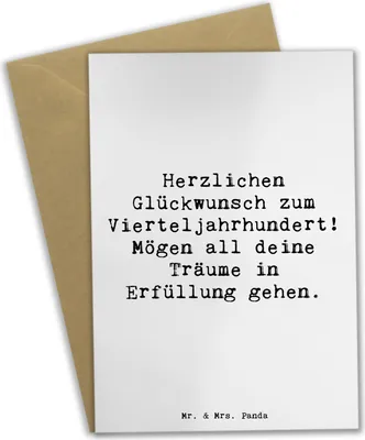 Produktbild von Mr. & Mrs. Panda babykarte Spruch 25. Geburtstag Freude - Weiß - Geschenk, Geschenke, Alter, osterkarten, Glück, Vierteljahrhundert, weihnachtskarten, Grußkarten