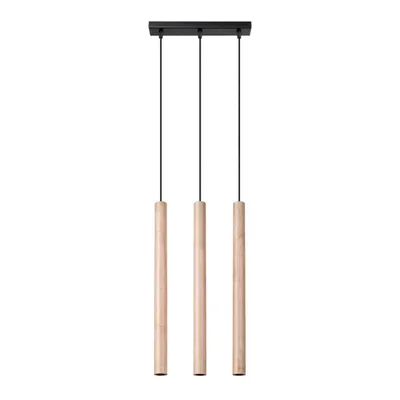 Image de Lampe suspendue PASTELO 3L bois 3xG9 8W acier/bois 110x5x30cm Sollux Lighting