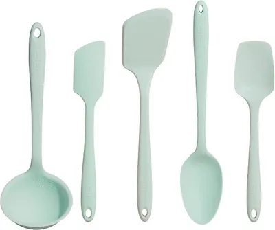 Imagen del producto de Utensilios de cocina, juego de 5 piezas, silicona, color menta