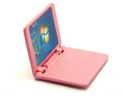 Produktbild von Masstab 1:6 Miniatur Computer als Puppenhaus Deko in Pink