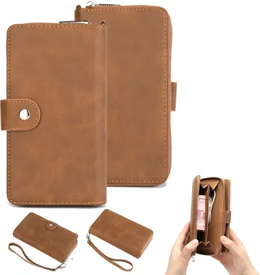 Produktbild von K-S-Trade Handyhülle Schutzhülle kompatibel mit Blackview BV6800 Pro & Portemonnee Tasche Handytasche Case Etui Geldbörse Wallet braun (1x)