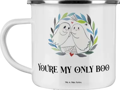Produktbild von Mr. & Mrs. Panda Pott Gespenster  Liebe  - Weiß - Geschenk, Paar, Dekoration, Haferl, Gespenst, Emaille Tasse, Verliebt, becher, Outdoor, Teetasse