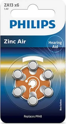 Produktbild von 1x6 Philips Zinc-Air PR48 / 13 Hörgeräte Batterie