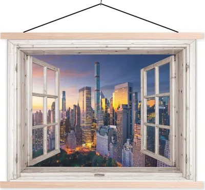 Produktbild von MuchoWow® Textilposter Ansicht - New York - Architektur 40x30 cm mit holzfarbenen Rahmen - Bilder