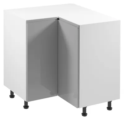 Image de Meuble d'angle bas ARBOR - 79 x 79 cm, gris brillant / blanc