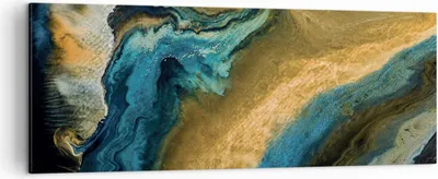 Produktbild von Bild auf Leinwand - Leinwandbild - Einteilig - Abstraktion verschüttet Gold - 140x50cm - Wand Bild - Wanddeko - Wandbilder - Leinwanddruck - Bilder - Wanddekoration - Leinwand bilder - AB140x50-4431