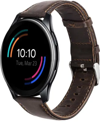 Produktbild von Strap-it OnePlus Watch Lederarmband (Dunkelbraun)