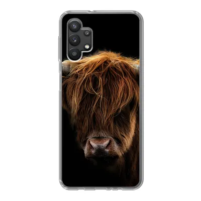 Produktbild von MuchoWow® Handyhülle Schutzhülle Hülle für Samsung Galaxy A32 5G Schottischer Highlander - Hörner - Schwarz - Tiere - Natur - Wild - Kuh Silikon Softcase Handy Hülle - Softcase