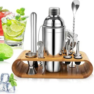 Produktbild von Famanu Cocktailset 750 ml Edelstahl - 12-teiliges Barzubehör für Cocktails