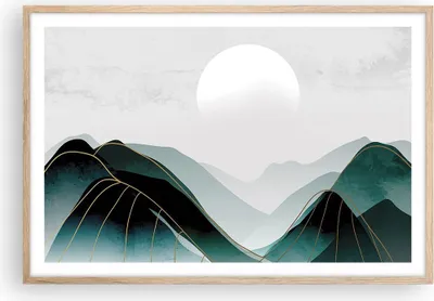 Produktbild von Gerahmtes Poster - Rahmen in heller Eiche - Abstraktion Berge Stück - 91,5x61 cm - Wand Bild - Wanddeko - Wandbilder - Kunstposter - Wandposter - Bilderrahmen - Bilder - Kunstdruck - P2NAA91x61-4911