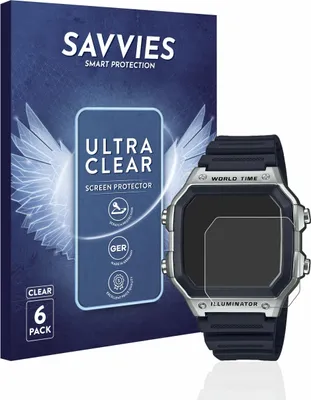Produktbild von 6x Für Casio AE-1200WH-1CVEF Schutzfolie Savvies Displayschutz Display Schutz Folie Klar Transparent