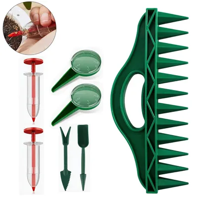 Produktbild von Sämaschine Set Handpflanzer 12 Löcher – Garten Säwerkzeug mit verstellbarem Spender | Pflanzhilfe für Aussaat