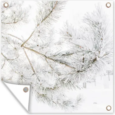 Obrázek produktu pro MuchoWow® Zahradní plakáty - Zima - větve - sníh - 200x200 cm - Zahradní dekorace