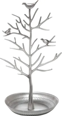 Produktbild von Vögel Schmuckständer Kettenständer Baum Armbandständer Schmuckhalter Ohrringhalter Metall Schmuckaufbewahrung Schmuckbaum Damen (Silber)