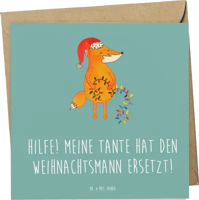 Produktbild von Mr. & Mrs. Panda Glückwunschkarte Tante Weihnachten - Meeresbrise - Geschenk, Liebe, Familie, doppelkarte, Grußkarte, Nichte, Neffe, Verwandtschaft, faltkarte, für