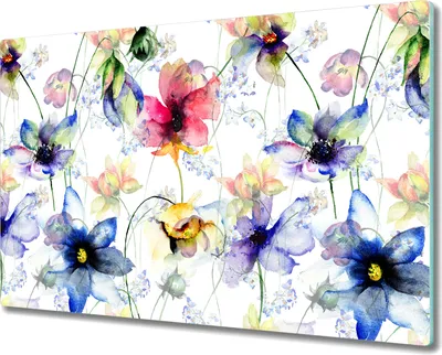 Produktbild von Glas-Herdabdeckplatte Glaskeramikkochfeld-Abdeckung Spritzschutz - 80x52 cm - Sommerblumen Buntes