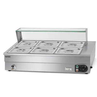 Immagine prodotto di VERTES Scaldavivande Scaldabuffet Contenitore termico per alimenti Elettrico 1500 W in acciaio inossidabile (inclusi 6 contenitori GN da 1/2 con coperchio, 10 L, rubinetto di scarico)