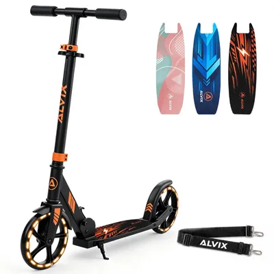 Produktbild von ALVIX Kinder Scooter mit LED-Leuchträdern, höhenverstellbarer Kinderroller ab 6 Jahren, 200 mm Räder, faltbarer Kickroller mit Tragegurt, bis 100 kg