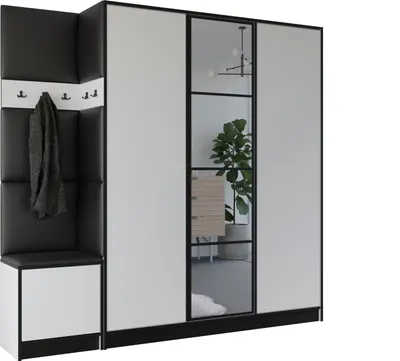 Produktbild von KIER FURNITURE Kleiderschrank EDEN, Schlafzimmer Schrank, Garderobeschrank, Flurschrank Weiß & Schwarz 211,2x205x39 cm