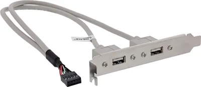 Produktbild von InLine® Slotblech USB 2.0, 2x Buchse auf 10pol Pfostenverbinder, 0,35m