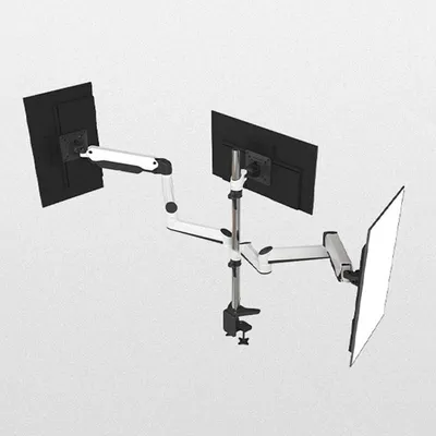 Produktbild von Gasdruckarm, Monitorhalterung 3 Bildschirme, Wandhalterung, Aluminium, höhenverstellbar, drehbar, Kabelmanagement