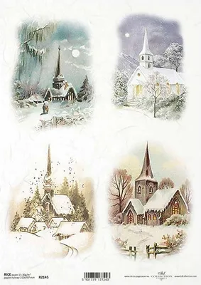 Produktbild von ITD Reispapier Decoupage Bastelpapier Softpapier Serviettentechnik, Winteransichten, Kirche R2145