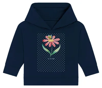 Produktbild von Mr. & Mrs. Panda Organic Baby Hoodie Hummel Blume 12. - 18. Monat - French Navy - Geschenk, Wespe, Biene, Natur, Lustige Sprüche, Kapuzenshirt, Kapuzensweatshirt, Hummeln
