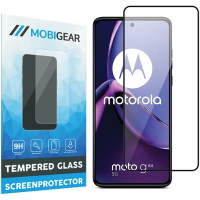 Produktbild von Mobigear Premium Displayschutzfolie für Motorola Moto G84, gehärtetes Glas, Displayschutz – kompatibel mit Hüllen – Schwarz