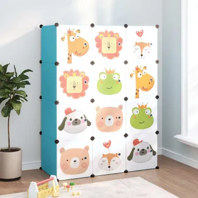 Produktbild von The Living Store Kinderschrank Modular mit 12 Würfeln Blau PP
