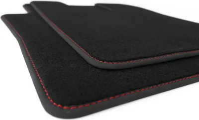 Immagine prodotto di Tappetini per autocarri Scania R / Scania S Tappeto cabina tuning, cuciture decorative rosso 2x velours nero