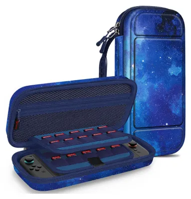 Produktbild von FINTIE Tasche für Nintendo Switch 2(2025 Modell) - Tragetasche Aufbewahrungstasche Hülle Case mit 20 Spielkartenhaltern und Haltegurt für Nintendo Switch Konsole und Zubehör (Sternenhimmel)