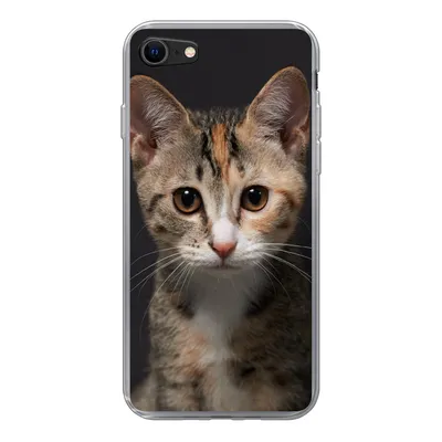 Produktbild von MuchoWow® Handyhülle Schutzhülle Hülle für iPhone 8 Katze - Schwarz - Porträt Silikon Softcase Handy Hülle - Schutzhaube
