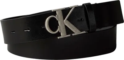 Image de Ceinture Calvin Klein pour homme, avec boucle monogramme, largeur de 3,5 cm, couleur noire
