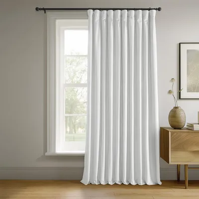 Samt-Verdunkelungsvorhang 254x213 cm, 1 Paneel, Weiß