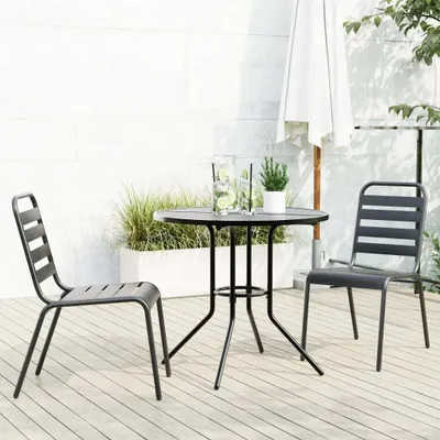 Produktbild von Maison Exclusive - Gartenstuhl-Set 3-tlg. Stapelbar Pulverbeschichteter Stahl