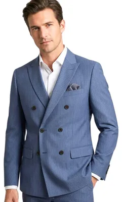 Image de Blazer en laine à rayures bleues Calvin Klein Refined Pindot pour homme, taille S