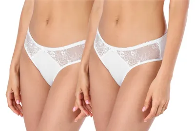 Produktbild von Bellivalini Damen Unterwäsche Unterhose aus Baumwolle Slip mit Spitze BLV50-193 (Weiß, S )
