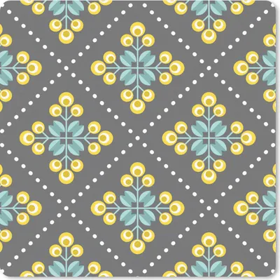 Produktbild von MuchoWow® Mauspad Mousepad Design - Kariert - Blumen - Grau 20x20 cm - Mousepads - Maus Mat - Pad - Mausunterlage - Desk Mat - Bureauartikeln