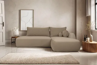 Produktbild von Kaiser Möbel Ecksofa Fabo mit Schlaffunktion und Bettzeugcontainer, Stoff Quelle Hellbraun Rechts