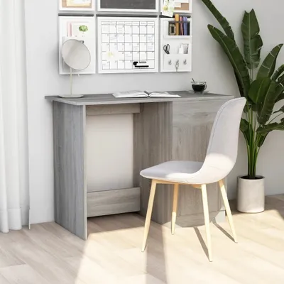 Image de The Living Store Bureau gris Sonoma 100x50x76 cm Bois composite