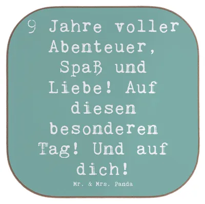 Produktbild von Mr. & Mrs. Panda Untersetzer für Gläser Spruch 9. Geburtstag Abenteuer - Meeresbrise - Geschenk, Tischuntersetzer, Happy Birthday, Tassen, neunter, Erinnerung, Freude