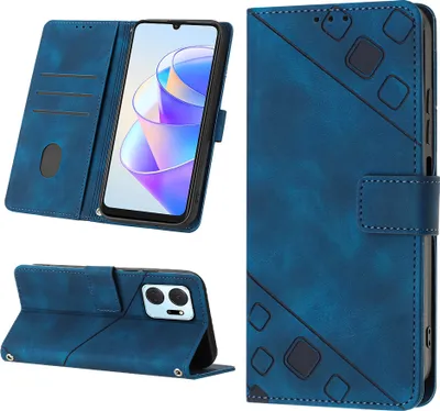 Produktbild von Hülle für Honor X7A Prägung Flip Leder Brieftasche Schutzhülle mit Ständer Blau
