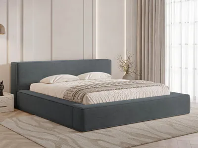 Produktbild von GrainGold Polsterbett Mali 160x200 cm - Bett 160x200, Polsterbett mit Bettkasten & Lattenrost - Bett mit Velvet-Stoff - Grau
