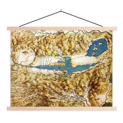 Produktbild von MuchoWow® Textilposter Toskana - Leonardo da Vinci 120x90 cm mit holzfarbenen Rahmen - Magnetisch