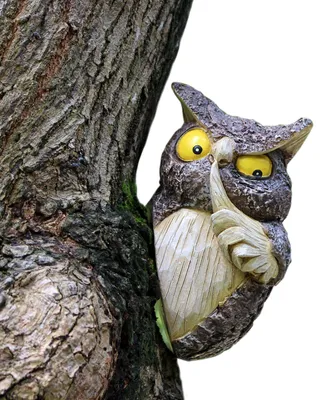 Uil-Tuinfigurine zur Vogelabwehr, Harz, 14,3 cm, braun