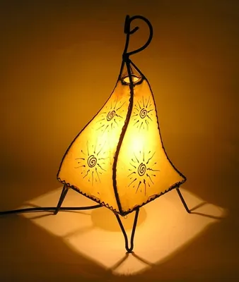 Produktbild von Orientalische Lampe Hennalampe marokkanische Lederlampe Tischleuchte Stehleuchte Mellah Sonne 35-38 cm, gelb