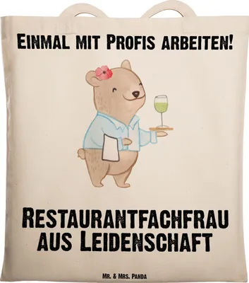 Produktbild von Mr. & Mrs. Panda Tote Bag Restaurantfachfrau Leidenschaft - Transparent - Geschenk, Lustig, Jutebeutel, Einkaufstasche, Restaurant, Schultasche, Stoffbeutel, Tasche